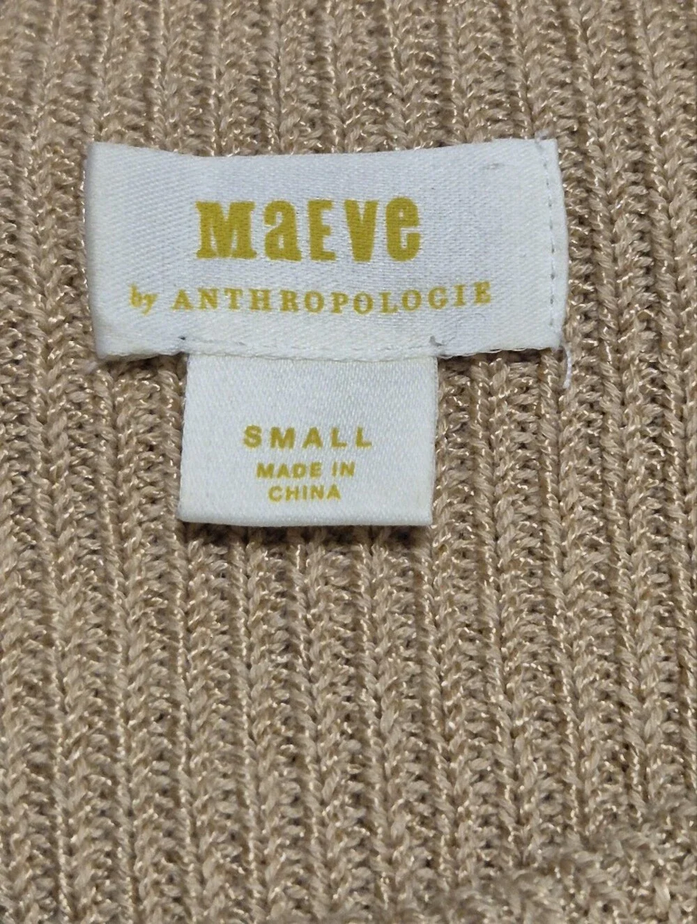 Anthropologie Beige & White Striped Sleeveless Knit Vest-Amara-mock-neck-S